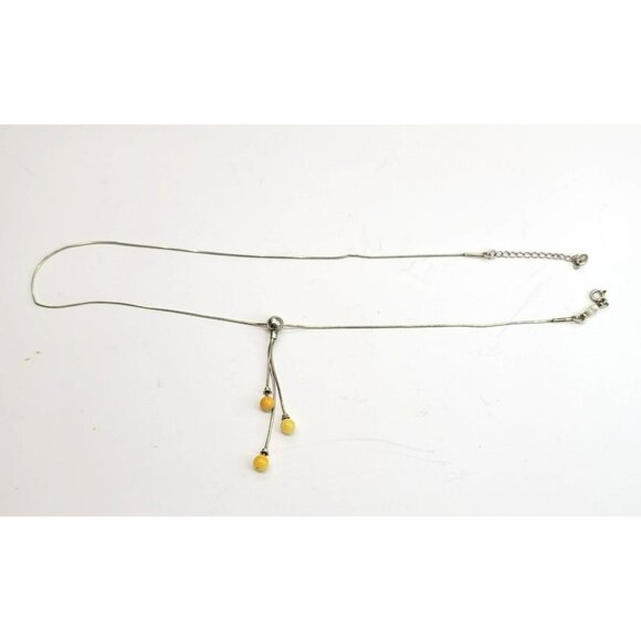 Vintage Sterling Silver Snake Dangle Bead Slide Chain 925 16.5"+Extender CT27 - Picture 3 of 8